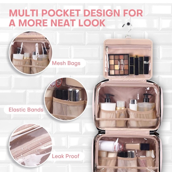 Toiletry Bag with Hanging Hook, Portable Makeup Cosmetic Bags, Space-efficient. - Picture 5 of 5